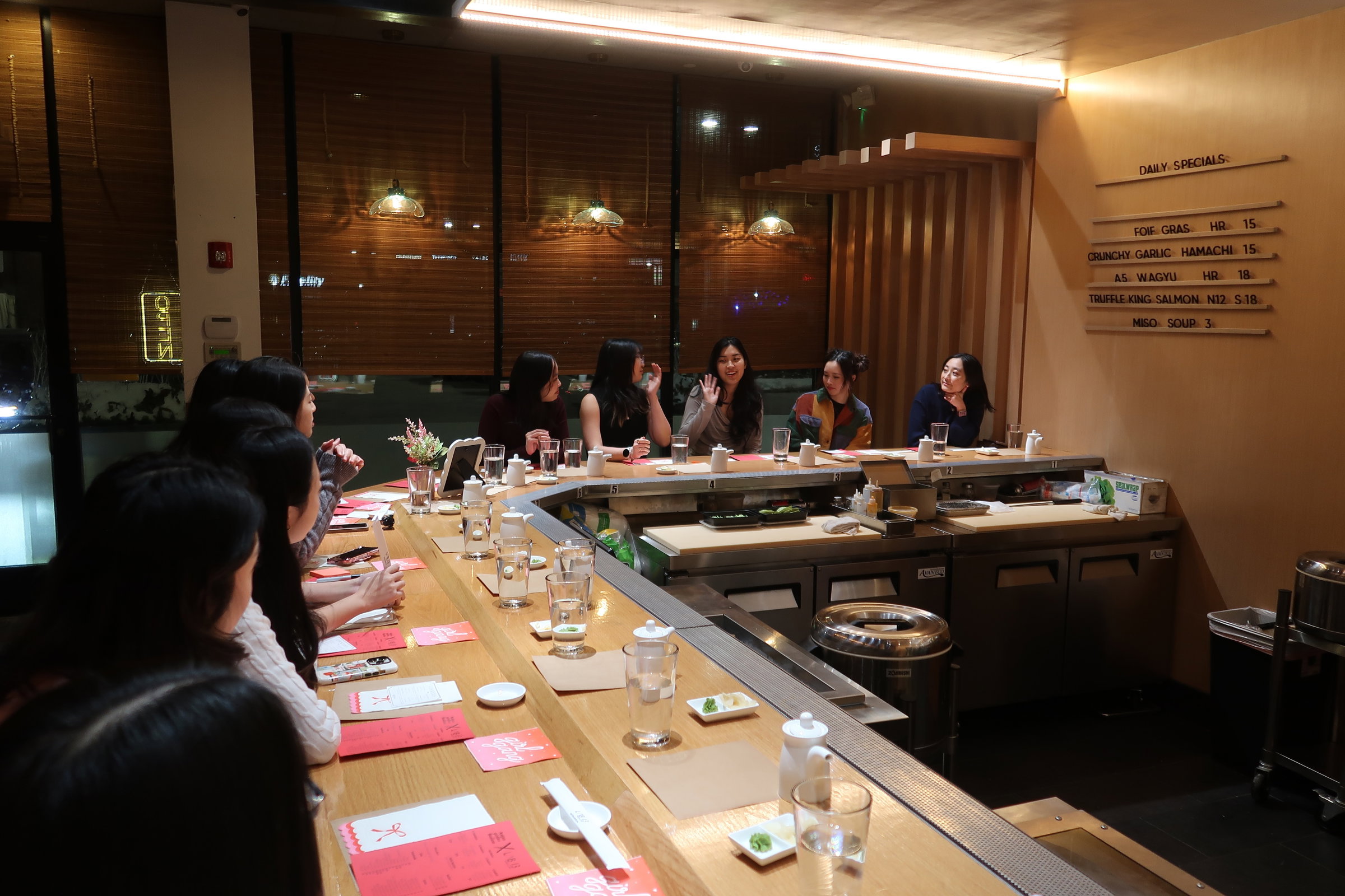 Asian Girlies of Boston members at a handroll night dinner in Boston